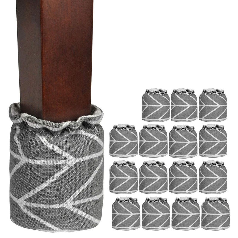 WarmHut Chair Leg Floor Protectors, 16pcs Table Furniture Leg Feet Tips Cloth Leg Caps, Wood Floor Protectors, Home Decoration (Linen Grey) - Image 1